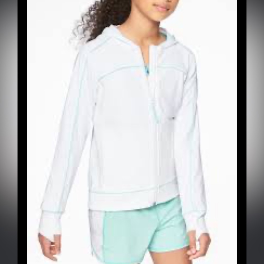 Athleta Girl Good Vibes Hoodie Full Zip Bright White size L / 12